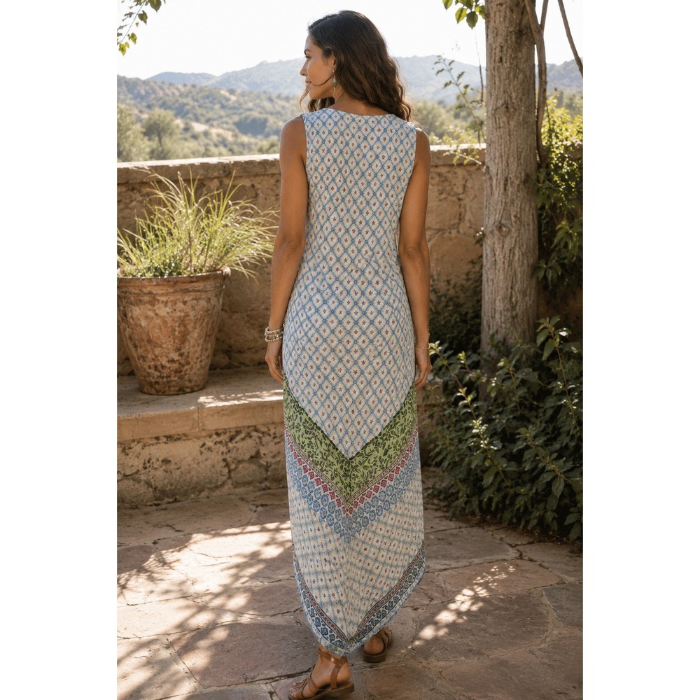 Sundance 100% Silk Sleeveless Handkerchief Hem Maxi Dress Size L - Picture 2 of 12